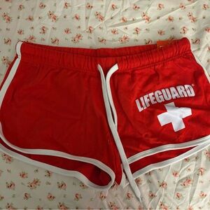 Red Florida Lifeguard Shorts with White Trim